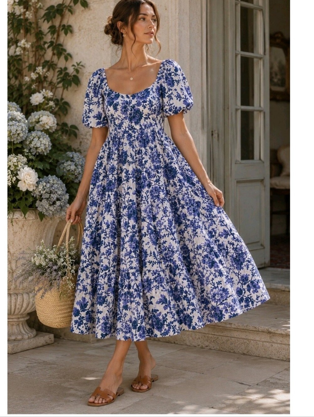 Anthropologie Short Sleeved Tierd, Poplin Midi Dress. NWT